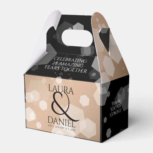 Elegant 28th Linen Wedding Jubileum Celebration Bedankdoosjes (Voorkant Zijde)