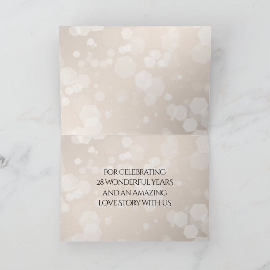 Elegant 28th Linen Wedding Jubileum Celebration Bedankkaart (Binnen)