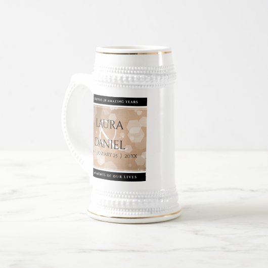 Elegant 28th Linen Wedding Jubileum Celebration Bierpul (Voorkant links)