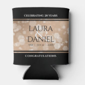 Elegant 28th Linen Wedding Jubileum Celebration Blikjeskoeler (Achterkant)