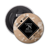 Elegant 28th Linen Wedding Jubileum Celebration Button Flesopener (Voorkant)