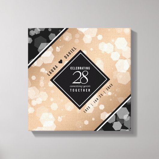 Elegant 28th Linen Wedding Jubileum Celebration Canvas Afdruk (Voorkant)