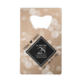 Elegant 28th Linen Wedding Jubileum Celebration Creditkaart Flessenopener (Voorkant)
