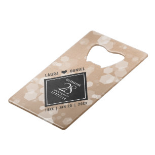 Elegant 28th Linen Wedding Jubileum Celebration Creditkaart Flessenopener