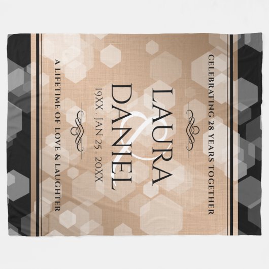 Elegant 28th Linen Wedding Jubileum Celebration Fleece Deken (Voorkant (Horizontaal))