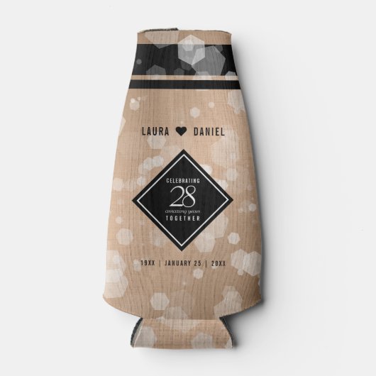 Elegant 28th Linen Wedding Jubileum Celebration Flesjeskoeler (Voorkant)