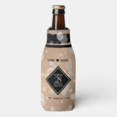 Elegant 28th Linen Wedding Jubileum Celebration Flesjeskoeler (Fles Voorkant)