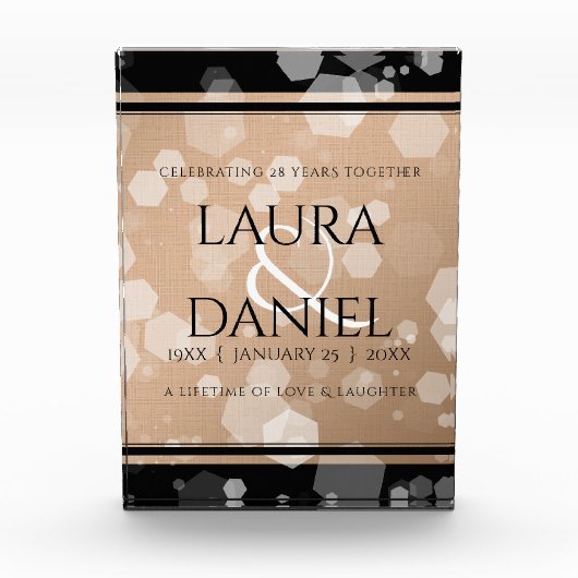 Elegant 28th Linen Wedding Jubileum Celebration Fotoblokken (Voorkant)