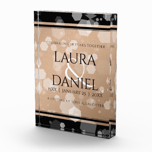 Elegant 28th Linen Wedding Jubileum Celebration Fotoblokken (Rechts)