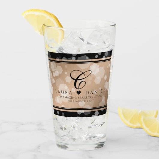 Elegant 28th Linen Wedding Jubileum Celebration Glas (Voorkant ijs)