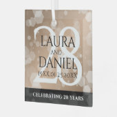 Elegant 28th Linen Wedding Jubileum Celebration Glas Ornament (Voorkant links)