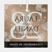 Elegant 28th Linen Wedding Jubileum Celebration Glas Ornament (Achterkant)