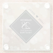 Elegant 28th Linen Wedding Jubileum Celebration Glazen Onderzetter (Achterkant)