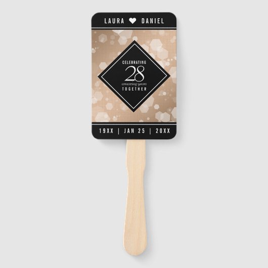Elegant 28th Linen Wedding Jubileum Celebration Handwaaier (Voorkant)