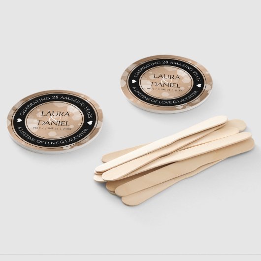 Elegant 28th Linen Wedding Jubileum Celebration Handwaaier (Niet-gemonteerd)