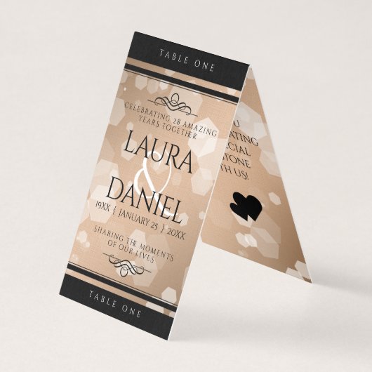 Elegant 28th Linen Wedding Jubileum Celebration Kaart (Achterkant)