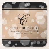 Elegant 28th Linen Wedding Jubileum Celebration Kartonnen Onderzetters (Voorkant)