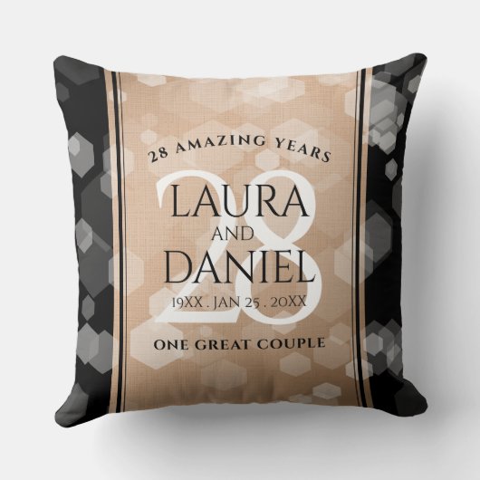 Elegant 28th Linen Wedding Jubileum Celebration Kussen (Achterkant)
