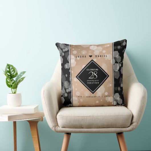 Elegant 28th Linen Wedding Jubileum Celebration Kussen (Stoel)