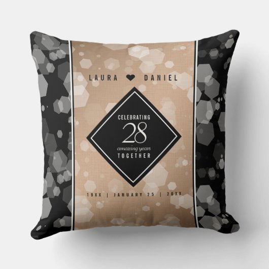 Elegant 28th Linen Wedding Jubileum Celebration Kussen (Achterkant)