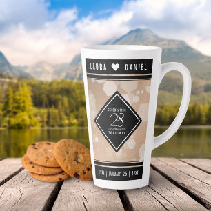 Elegant 28th Linen Wedding Jubileum Celebration Latte Mok