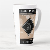 Elegant 28th Linen Wedding Jubileum Celebration Latte Mok (Rechterhoek)