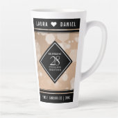 Elegant 28th Linen Wedding Jubileum Celebration Latte Mok (Rechts)