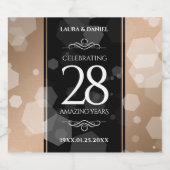 Elegant 28th Linen Wedding Jubileum Celebration Likeurfles Etiket (Enkel label)