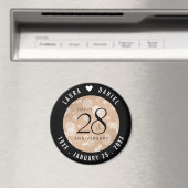 Elegant 28th Linen Wedding Jubileum Celebration Magneet (Insitu (Vaatwasser))