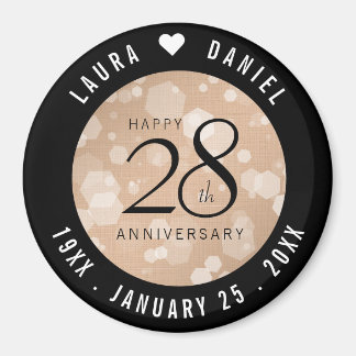 Elegant 28th Linen Wedding Jubileum Celebration Magneet