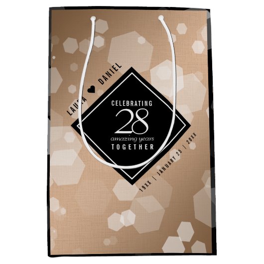 Elegant 28th Linen Wedding Jubileum Celebration Medium Cadeauzakje (Voorkant)