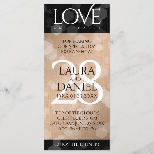 Elegant 28th Linen Wedding Jubileum Celebration Menu (Achterkant)