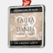 Elegant 28th Linen Wedding Jubileum Celebration Metalen Ornament (Links)