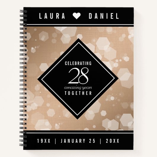 Elegant 28th Linen Wedding Jubileum Celebration Notitieboek (Voorkant)