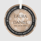 Elegant 28th Linen Wedding Jubileum Celebration Ornament (achterkant)