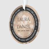Elegant 28th Linen Wedding Jubileum Celebration Ornament (voorkant)