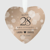 Elegant 28th Linen Wedding Jubileum Celebration Ornament (voorkant)