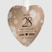 Elegant 28th Linen Wedding Jubileum Celebration Ornament (voorkant)