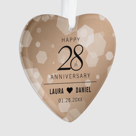 Elegant 28th Linen Wedding Jubileum Celebration Ornament (voorkant)