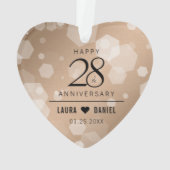 Elegant 28th Linen Wedding Jubileum Celebration Ornament (achterkant)