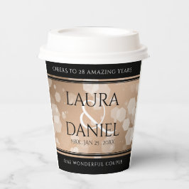 Elegant 28th Linen Wedding Jubileum Celebration Papieren Bekers