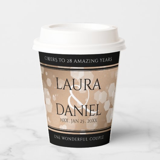 Elegant 28th Linen Wedding Jubileum Celebration Papieren Bekers (Voorkant)