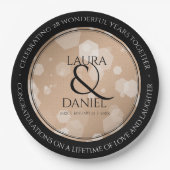 Elegant 28th Linen Wedding Jubileum Celebration Papieren Bordje (Voorkant)