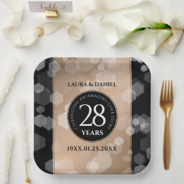 Elegant 28th Linen Wedding Jubileum Celebration Papieren Bordje
