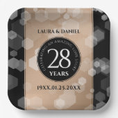 Elegant 28th Linen Wedding Jubileum Celebration Papieren Bordje (Voorkant)