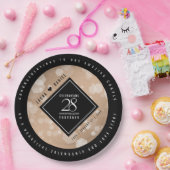 Elegant 28th Linen Wedding Jubileum Celebration Papieren Bordje (Feest)