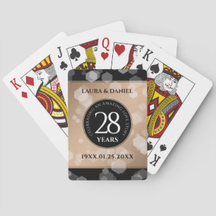 Elegant 28th Linen Wedding Jubileum Celebration Pokerkaarten