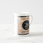 Elegant 28th Linen Wedding Jubileum Celebration Porselein Kop (Voorkant rechts)