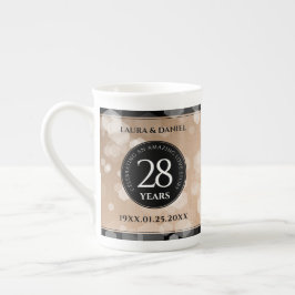 Elegant 28th Linen Wedding Jubileum Celebration Porselein Kop