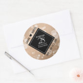 Elegant 28th Linen Wedding Jubileum Celebration Ronde Sticker (Envelop)